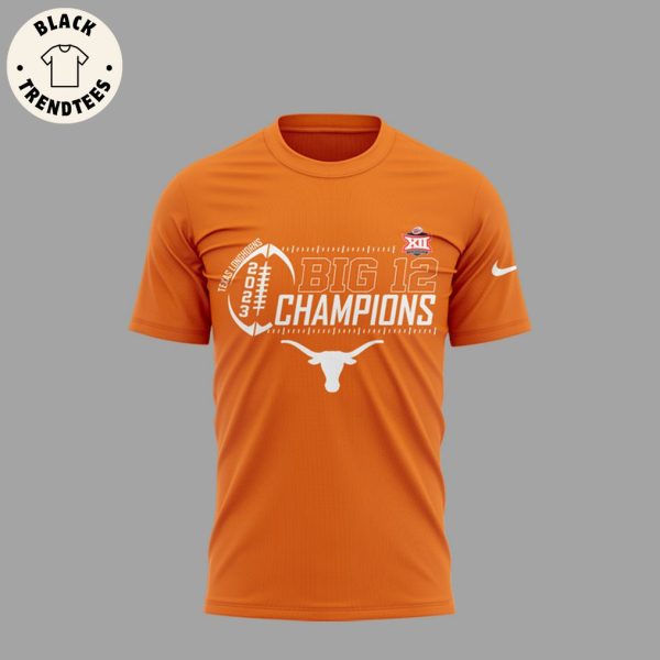 Texas Longhorns Big 12 Champions 2023 Nike Logo Orange  Design 3D T-Shirt