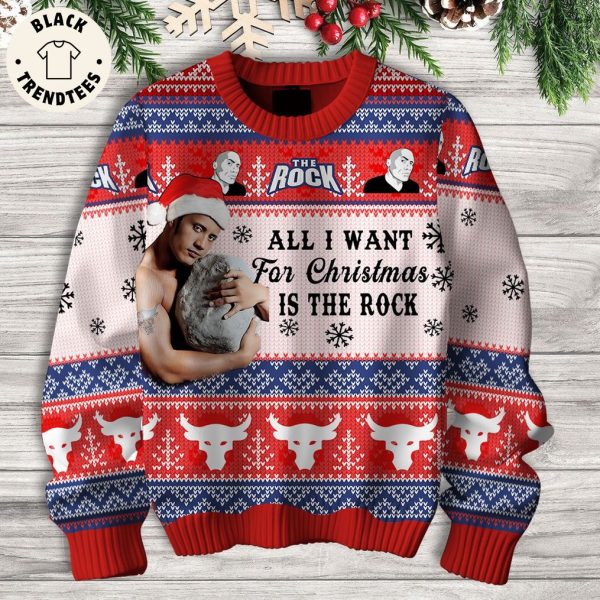 The Rock All I Want For Christmas Is The Rock Design 3D Sweater