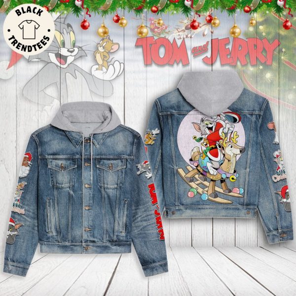 Tom And Jerry Portrait Design Hooded Denim Jacket