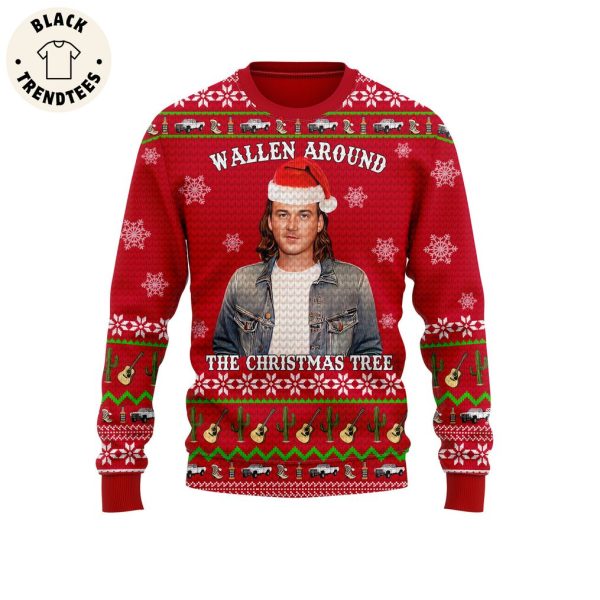 Wallen Around The Christmas Tree Portrait Red Design 3D Sweater