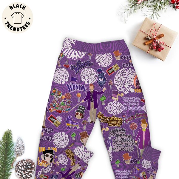 Willy Wonka The Chocolate Factory Portrait Purple Design Pajamas Set