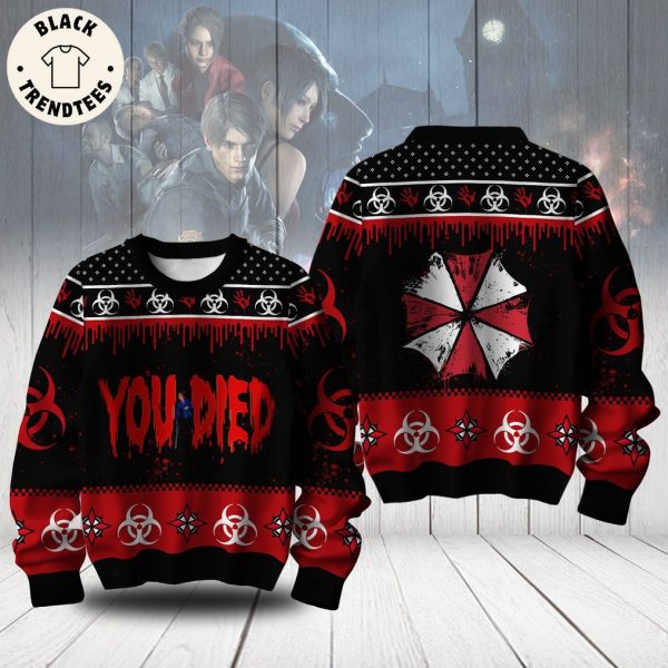 You Died Black Red Design 3D Sweater