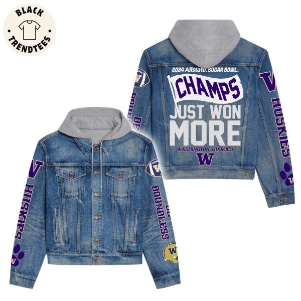 2024 Allstate Sugar Bowl Champs Just Won More Washington Huskies Hooded Denim Jacket