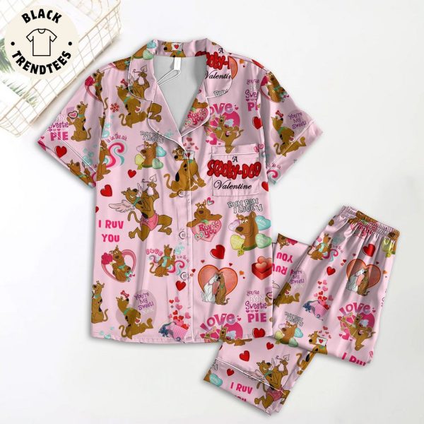 A Scooby Doo Valentine Mascot Pink Design Pajamas Set