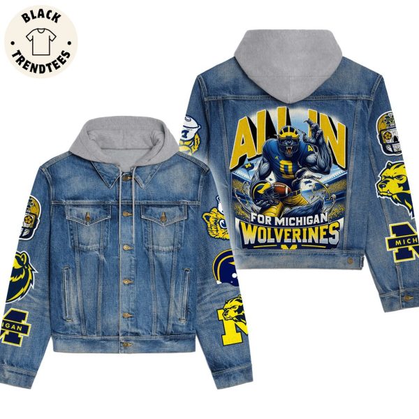 Allin For Michigan Wolerines Hooded Denim Jacket