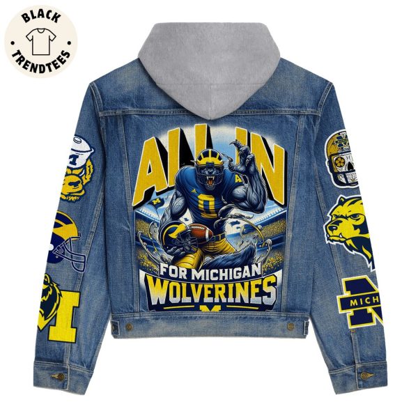 Allin For Michigan Wolerines Hooded Denim Jacket