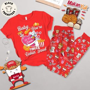 Baby You’re Finger Lickin’ Good Red KFC Design Pajamas Set