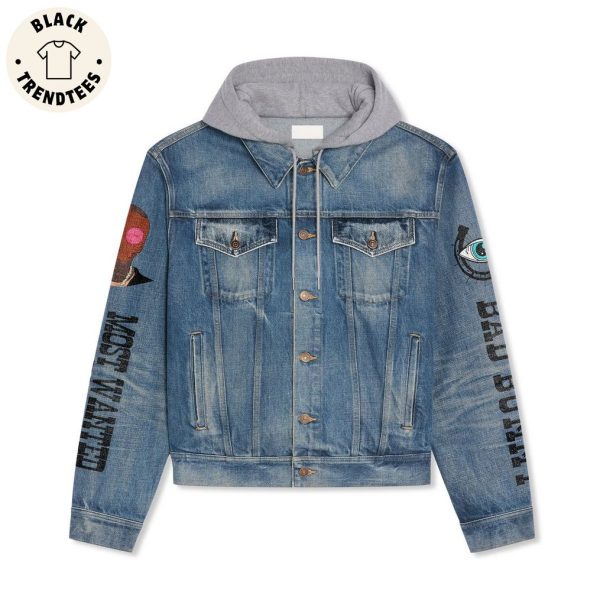 Bad Bunny Most Wanted Tour 2024 Portrait Design Hooded Denim Jacket