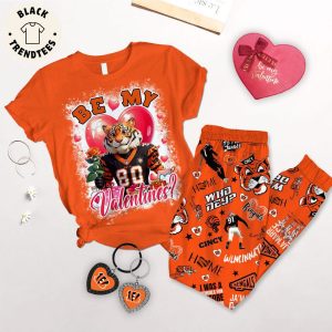 Be My Valentines Orange Mascot Design Pajamas Set