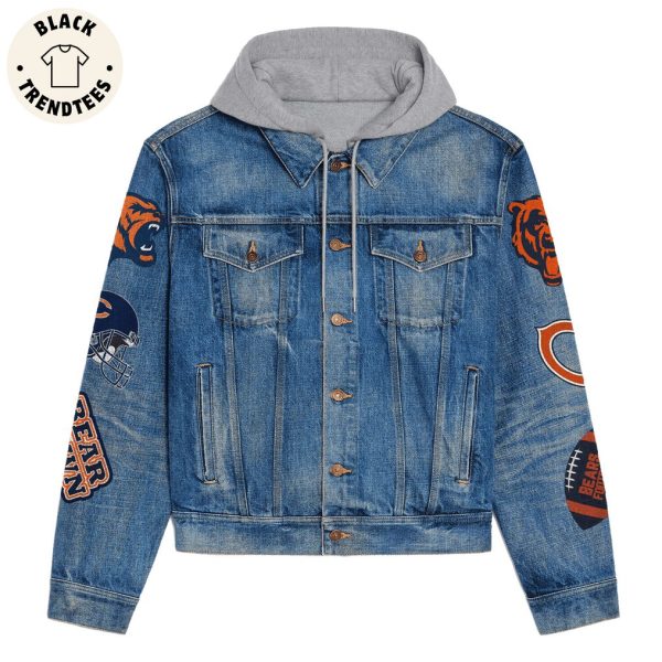 Bear Nation Da Bears Monsters Of The Midway Mascot Design Hooded Denim Jacket