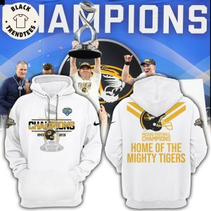 Champions 2023 Mizzou Football Home Of The Mighty Tigers White Design 3D Hoodie Longpant Cap Set