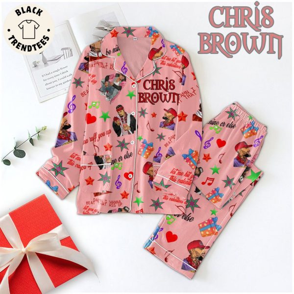 Chris Brown Portait Pink Design Pajamas Set