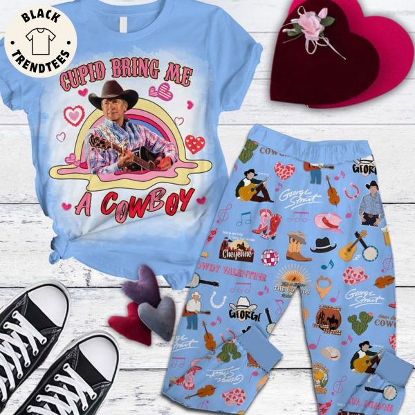 Cupid Bring Me Blue Portrait Design Pajamas Set