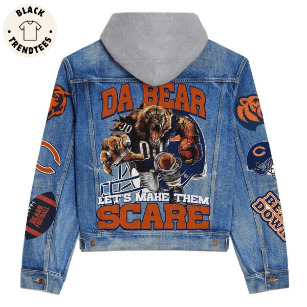 Da Bear Let’s Make Them Scare Mascot Design Hooded Denim Jacket