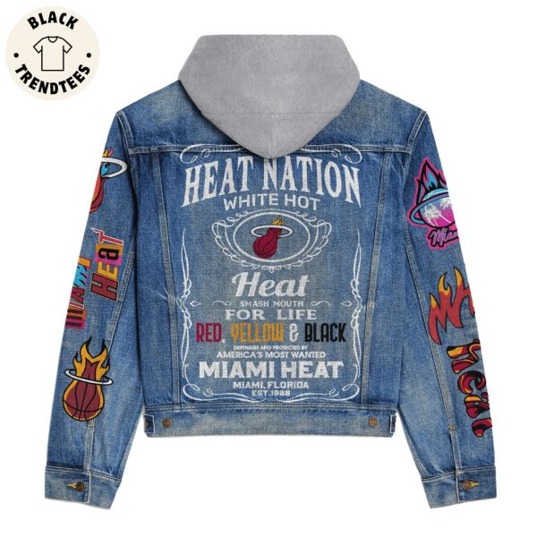 Deat Nation White Hot Heat For Life Red Yellow Black Hooded Denim Jacket