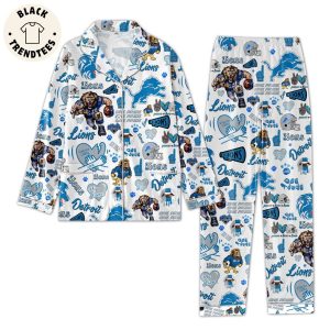Detroit Lions Blue Design Pajamas Set