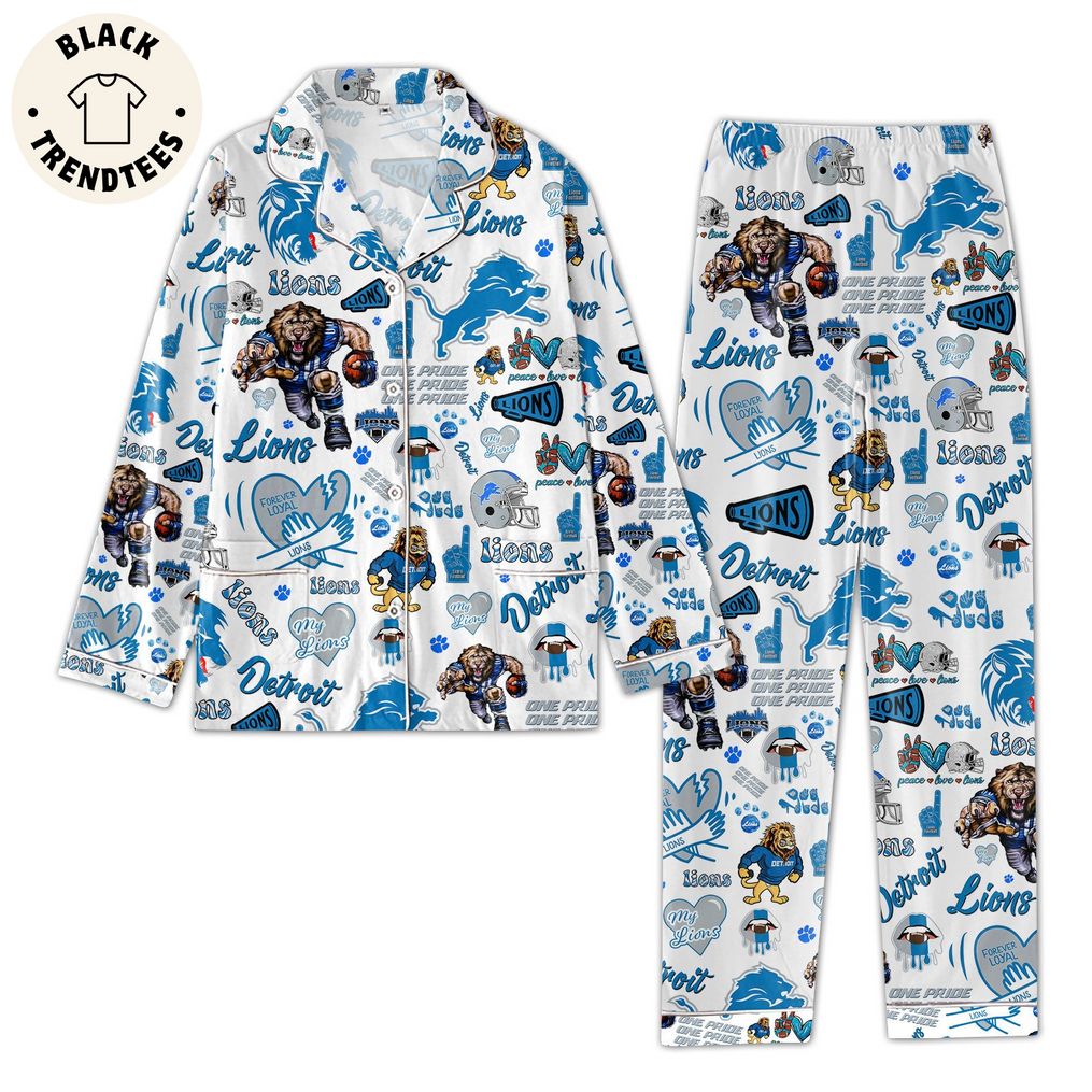 Detroit Lions One Pride Mascot Blue Design Pajamas Set