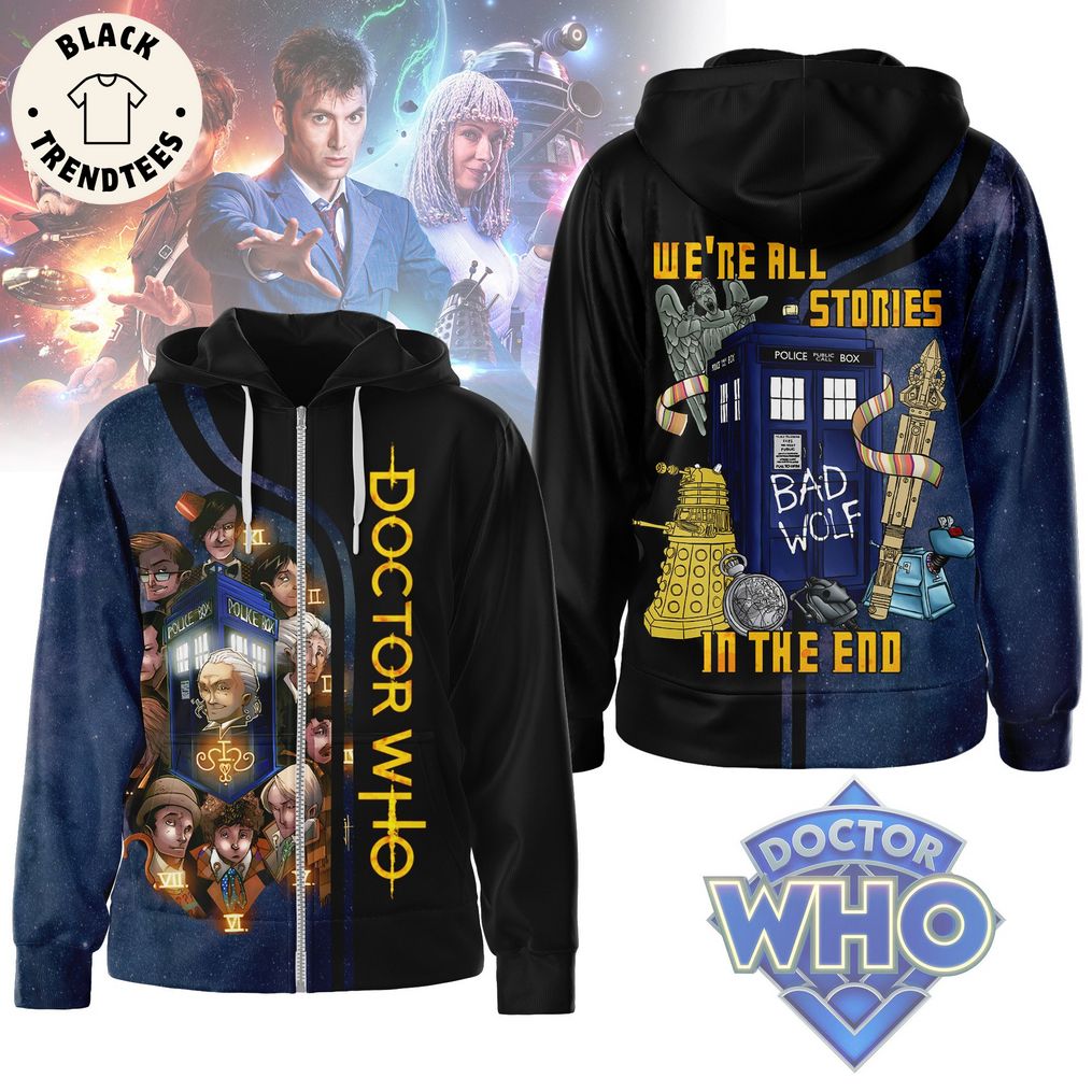 Doctor Who We're All Stories In The End Blue Design 3D Hoodie