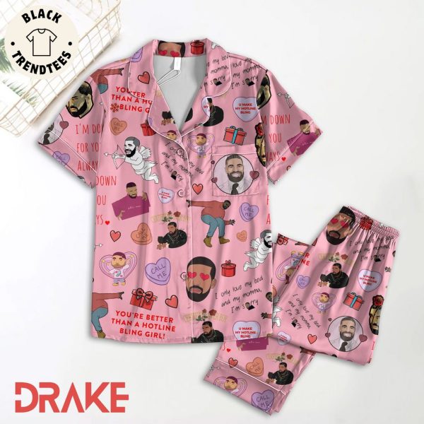 Drake My Hotline Bling Pink Design Pajamas Set
