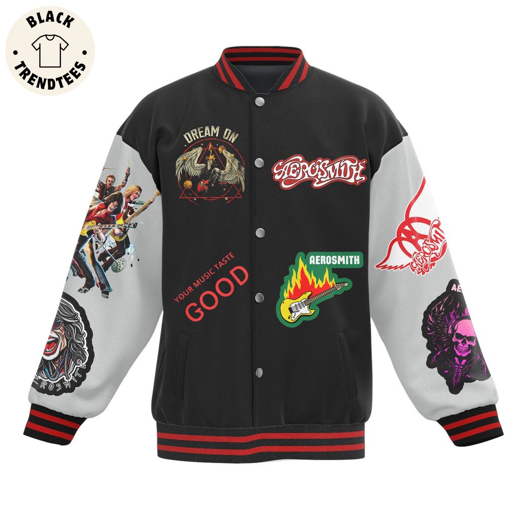 Dream On Aerosmith Mascot Black Design Baseball Jacket