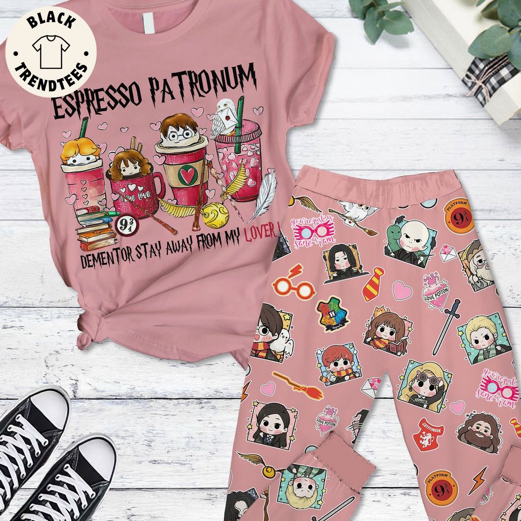 Espresso Patronum Dementor Stay Away From My Lover Pink Design Pajamas Set