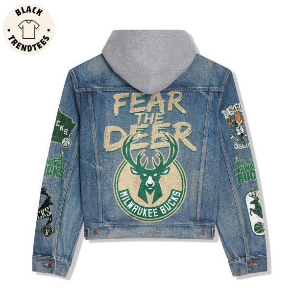 Fear The Deer Milwawkee Bucks Hooded Denim Jacket