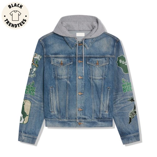 Fear The Deer Milwawkee Bucks Hooded Denim Jacket