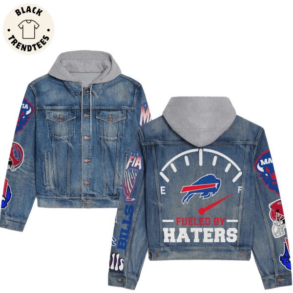 Fueled By Haters Mascot Design Hooded Denim Jacket