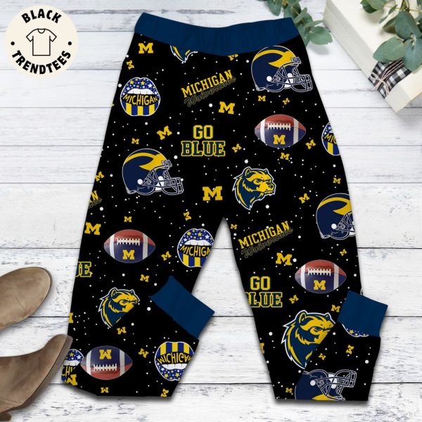 Go Blue Michigan Wolverines Portrait Design Pajamas Set