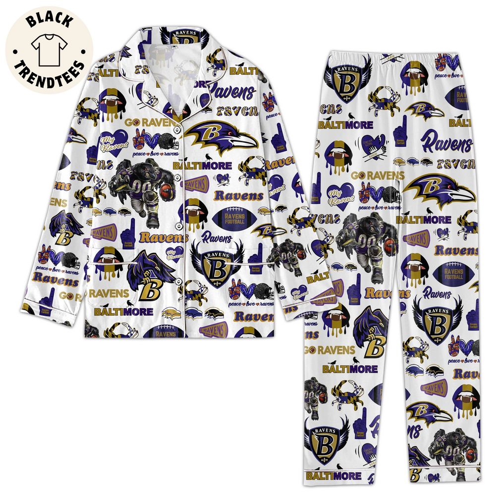 Go Ravens Blue Mascot Design Pajamas Set