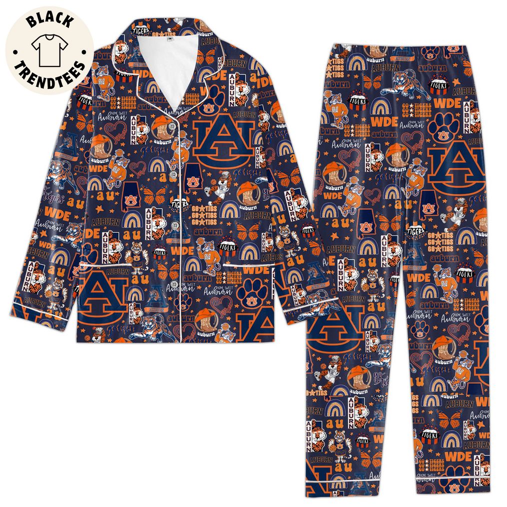 Go Tigs Auburn Blue Design Pajamas Set