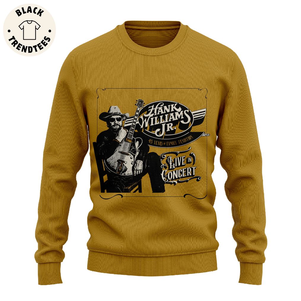 Hank Williams Jr Live Concert Yellow Design 3D Sweater