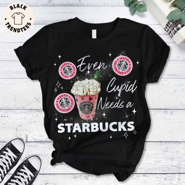 Happy Valentine Event Cupid Needs A Starbucks Black Design Pajamas Set