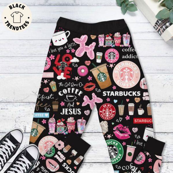 Happy Valentine Event Cupid Needs A Starbucks Black Design Pajamas Set