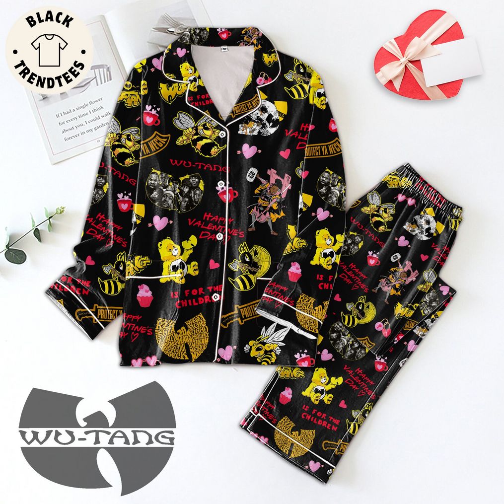 Happy Valentine's Day Wu-Tang Black Design Pajamas Set