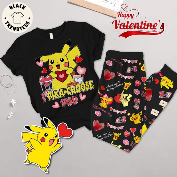 Happy Valentine’s I Pika Choose You Black Design Pajamas Set