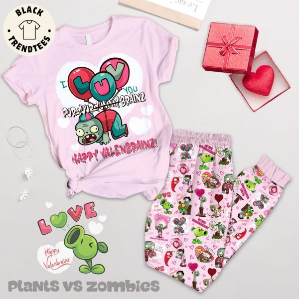 Happy ValentinesPlants Vs Combies Pink Design Pajamas Set