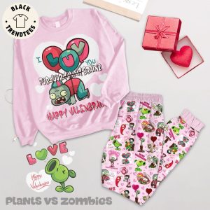 Happy ValentinesPlants Vs Combies Pink Design Pajamas Set