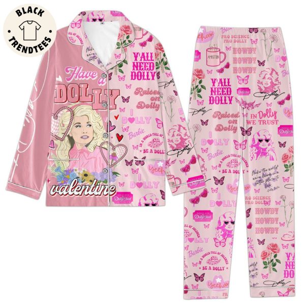 Have A Dolly Valentine Portrait Pink Design Pajamas Set