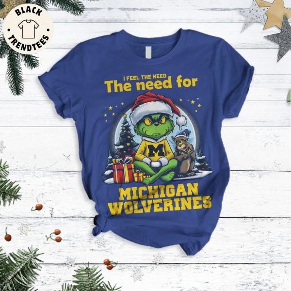 I Feel The Need Michigan Wolverines Blue Design Pajamas Set