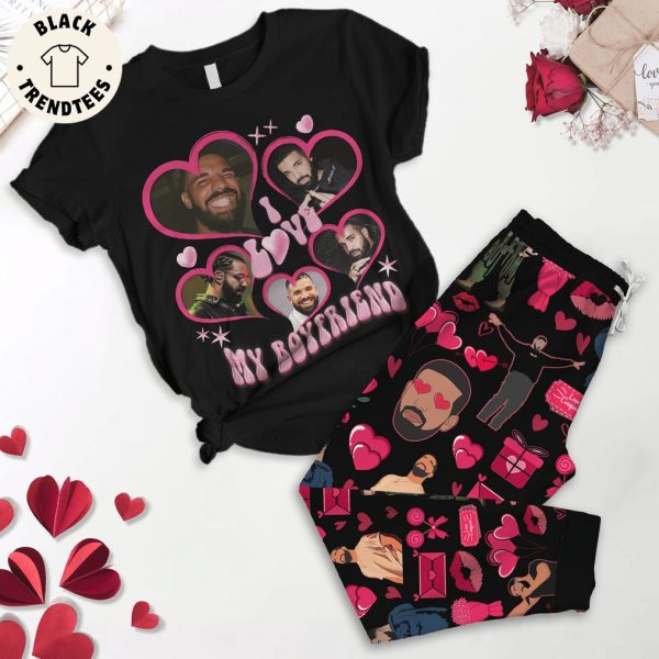 I Love My Boyfriend Black Design Pajamas Set