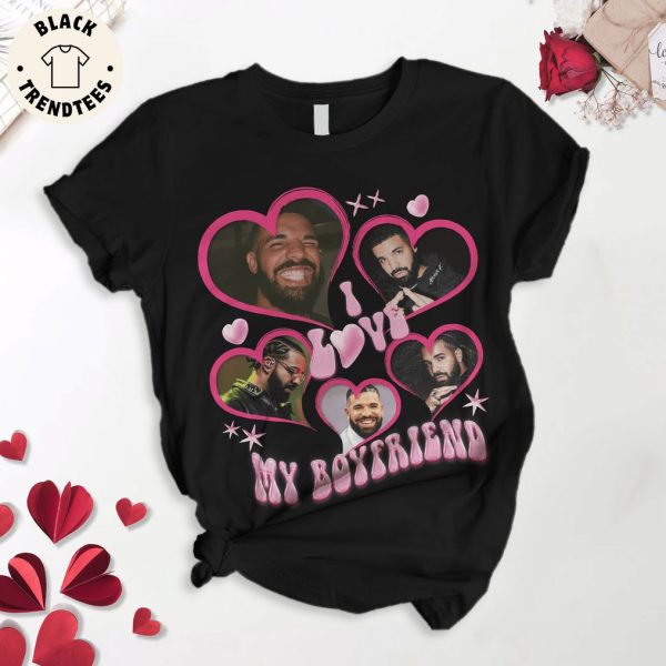 I Love My Boyfriend Black Design Pajamas Set