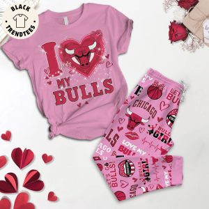 I Love My Bulls Chicago Pink Design Pajamas Set
