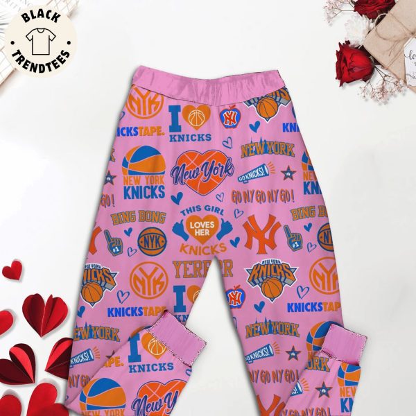 I Love My Knicks New York Pink Design Pajamas Set