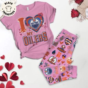 I Love My Oilers Edmonton Pink Design Pajamas Set