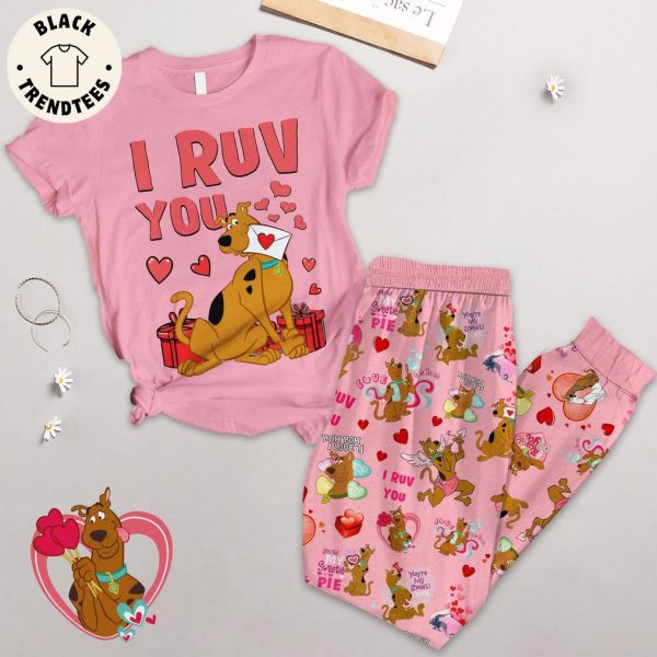 I Ruv You Sweet Pie Pink Design Pajamas Set