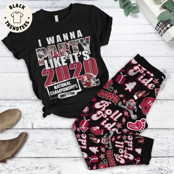 I Wanna Party Like It’s National Championships Black Design Pajamas Set