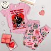 I’m Going To Spend Valentine’s Day With My True Love Pink Design Pajamas Set