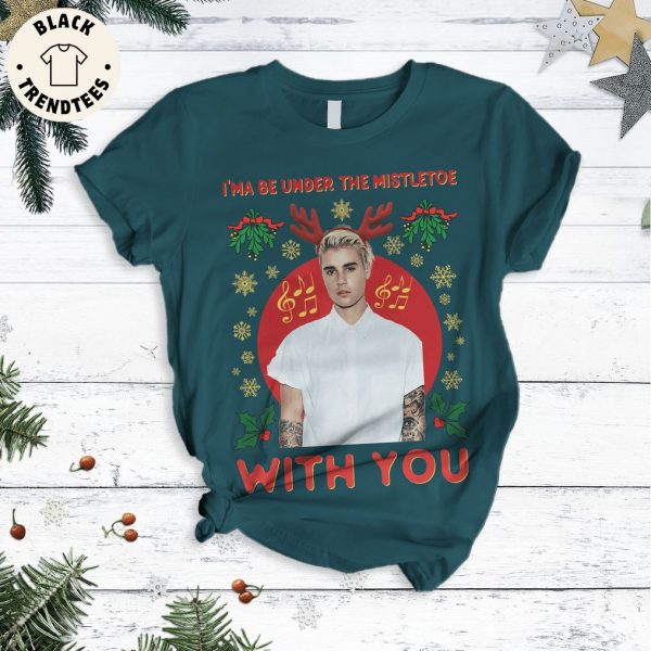 I’ma Be Under The Mistletoe With You Blue Design Pajamas Set