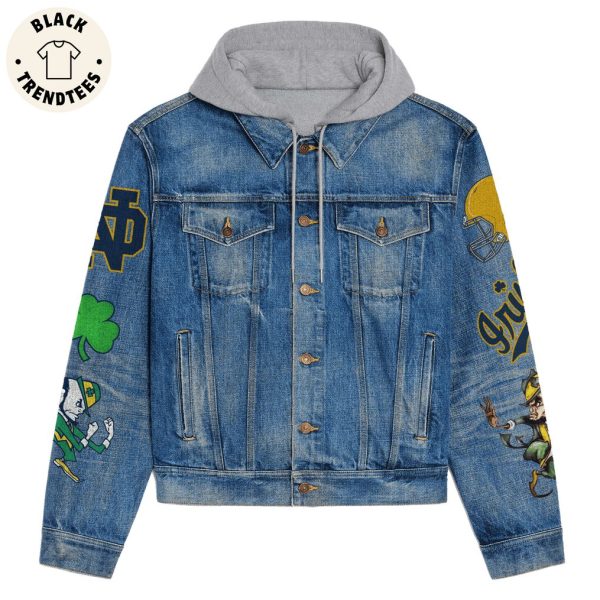 Irish Nation Play Like A Champion Today Logo Design Hooded Denim Jacket